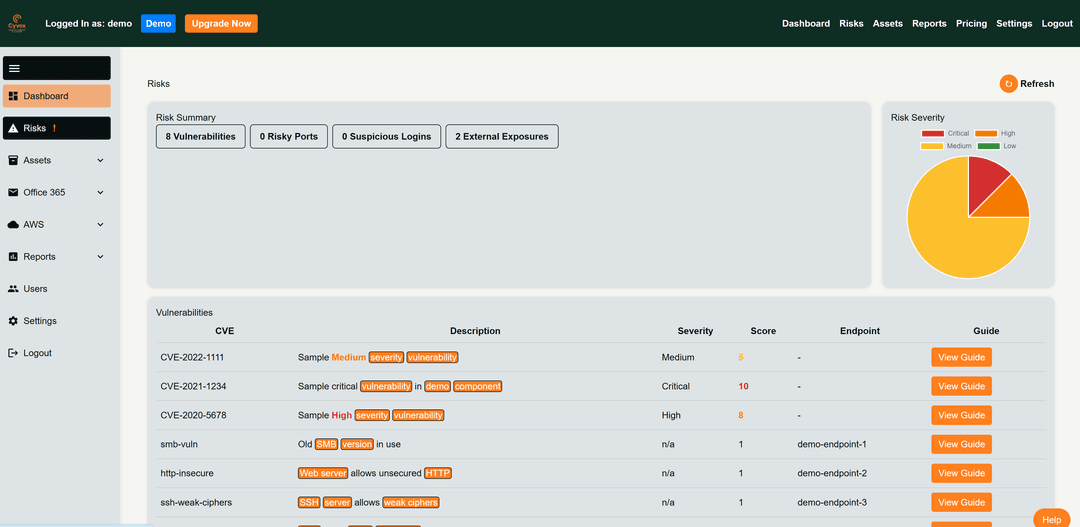 Security guidance demo screenshot